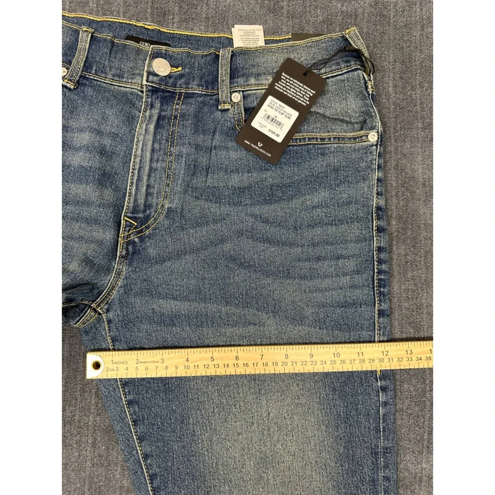 True Religion Geno Relaxed Slim Jeans Mens 36x32 Medium Wash Flap Pocket Blue